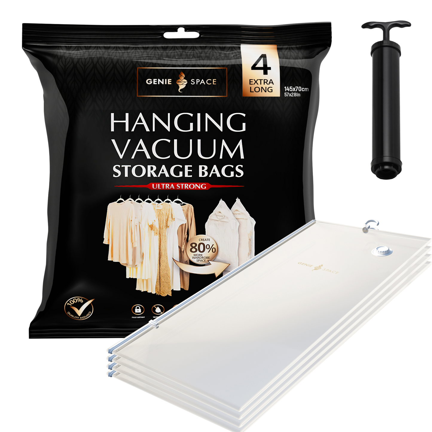 Hanging Extra Long Bags - 4 Pack (inc Pump)