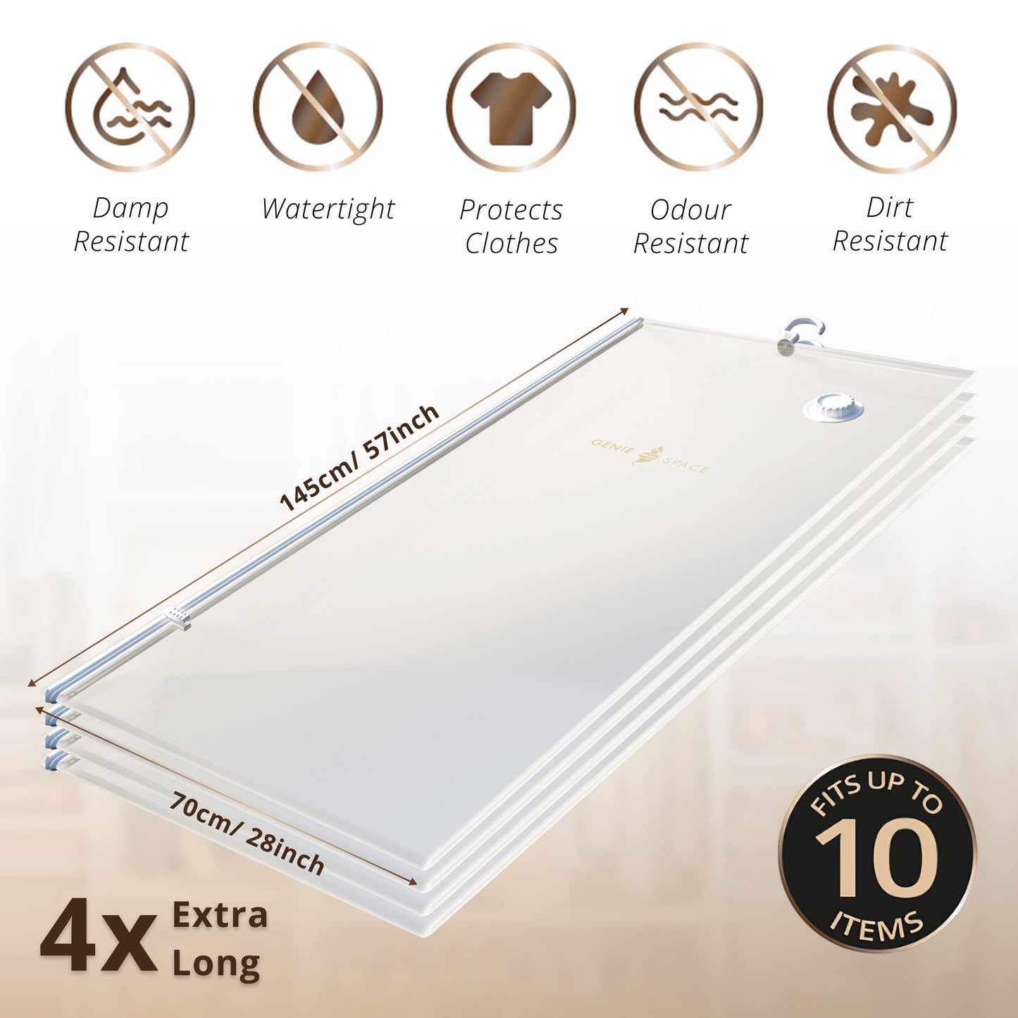 Hanging Extra Long Bags - 4 Pack (inc Pump)