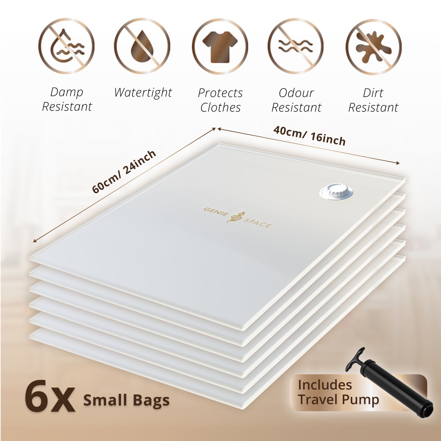 Premium Small Bags - 6 Pack (inc Pump)