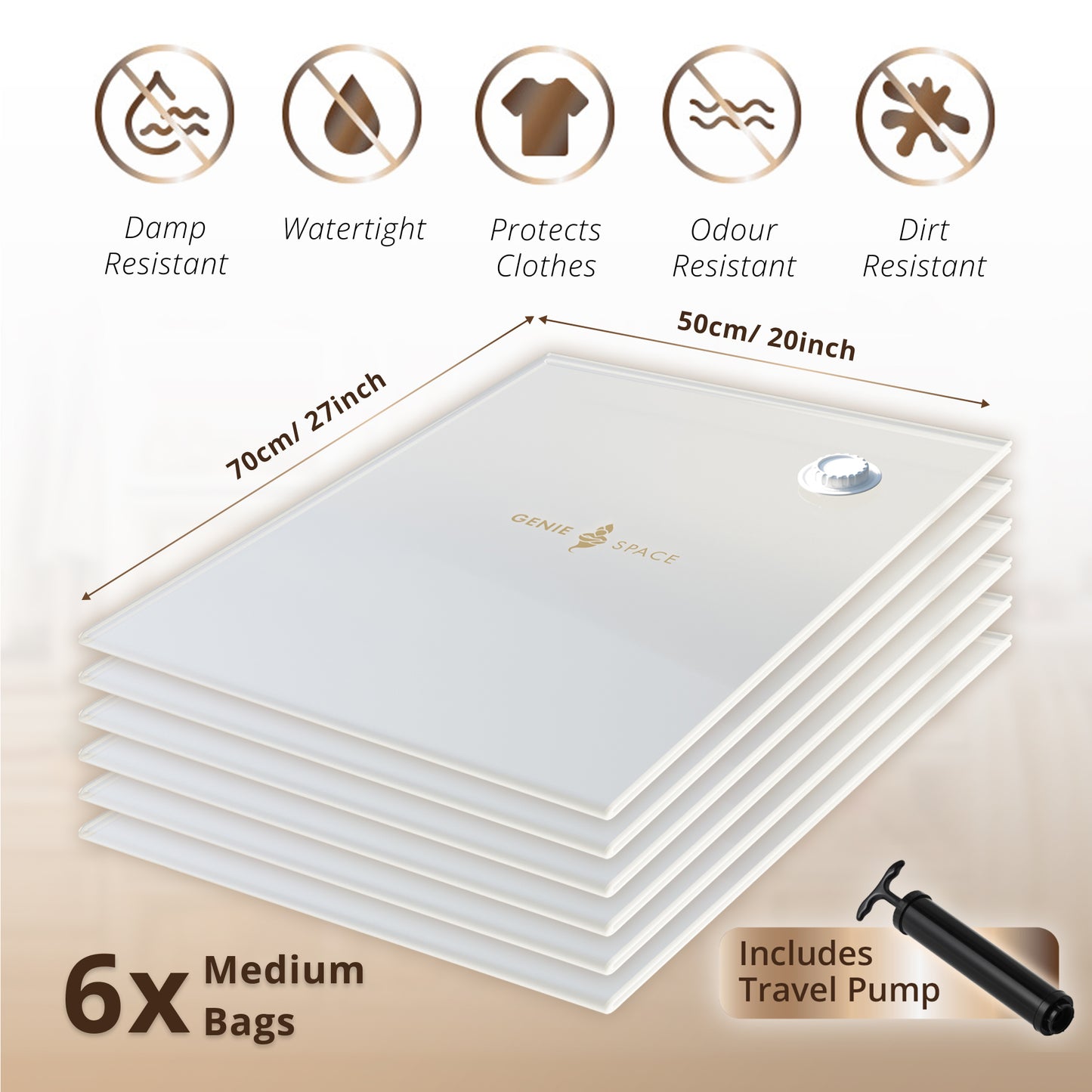 Premium Medium Bags - 6 Pack (inc Pump)