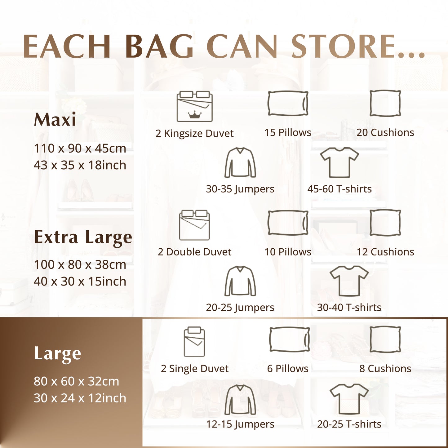 Cube Large Bags - 6 Pack (inc Pump)