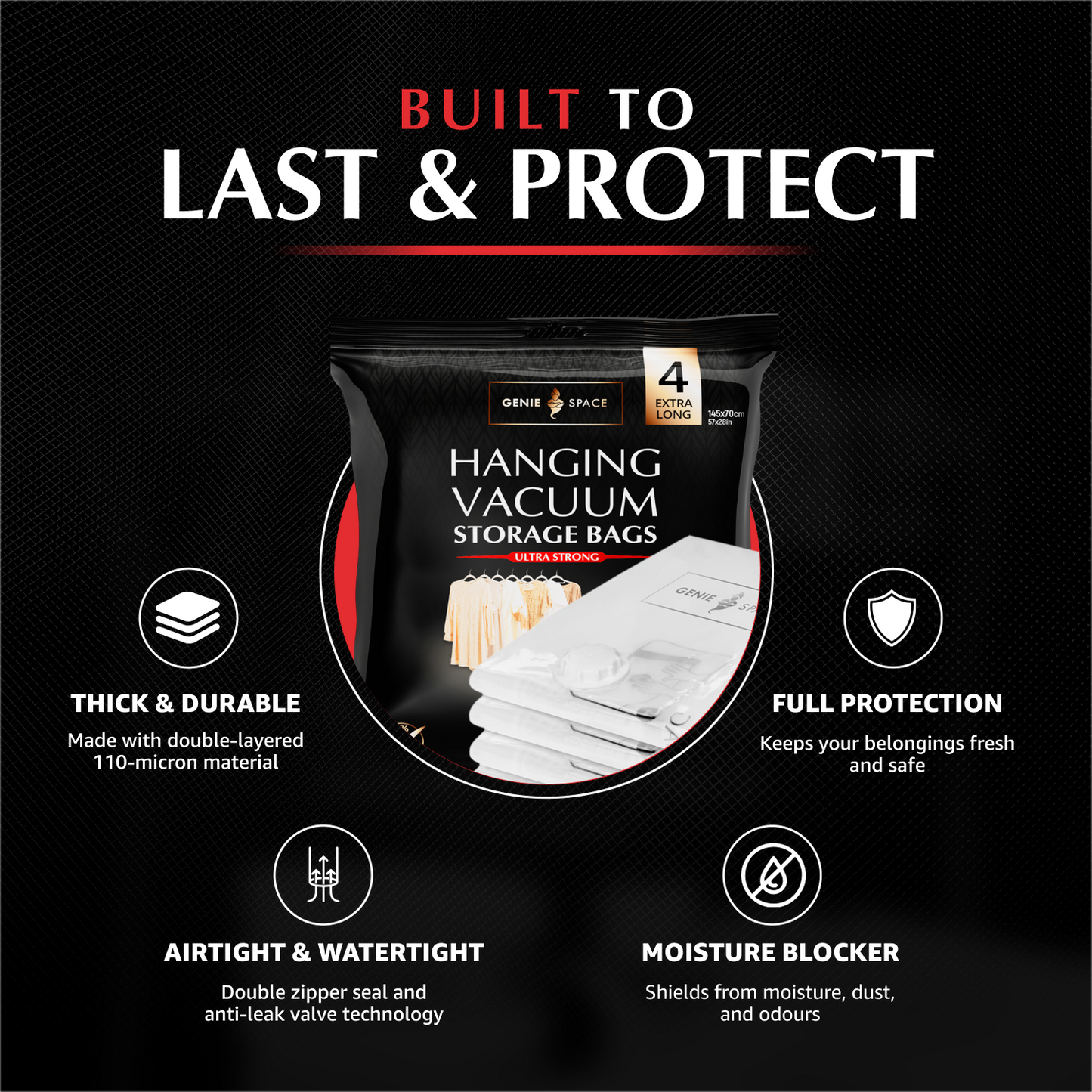 Hanging Extra Long Bags - 4 Pack (inc Pump)