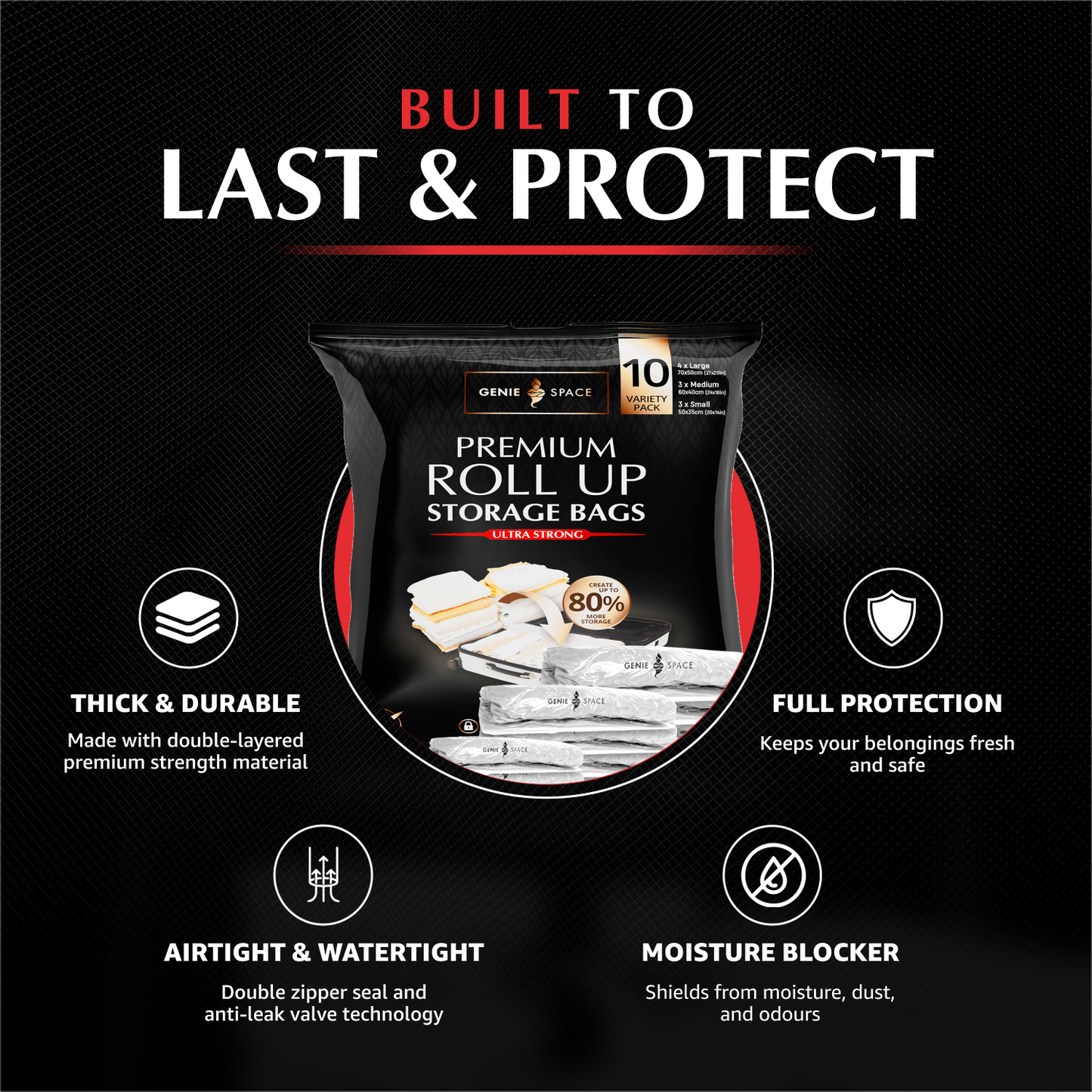 Roll-up Travel Bags - 10 Pack (4L+3M+3S)