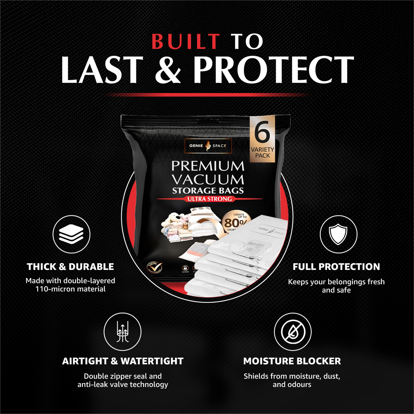 Premium Variety Bags 6 Pack - (2XL+2L+2M) inc pump