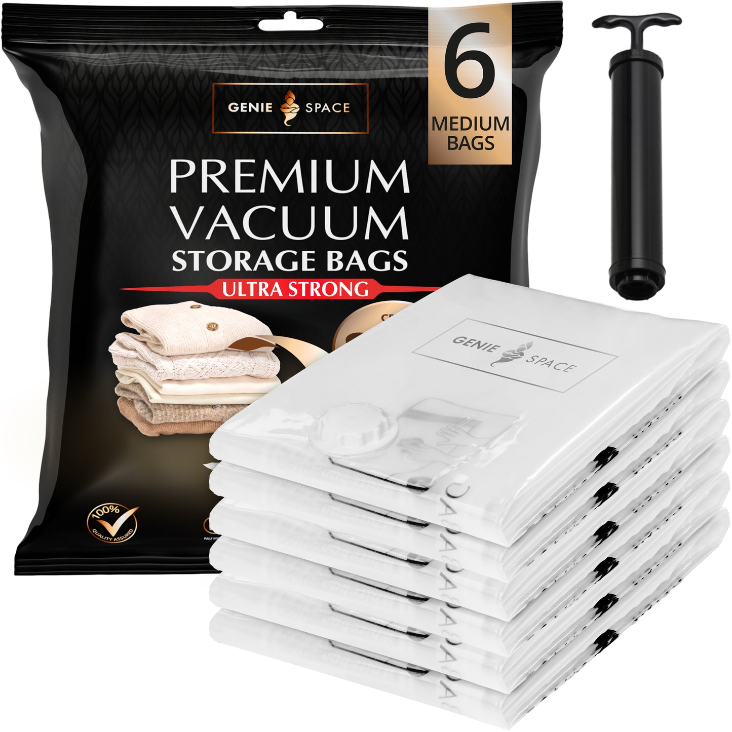 Premium Medium Bags - 6 Pack (inc Pump)