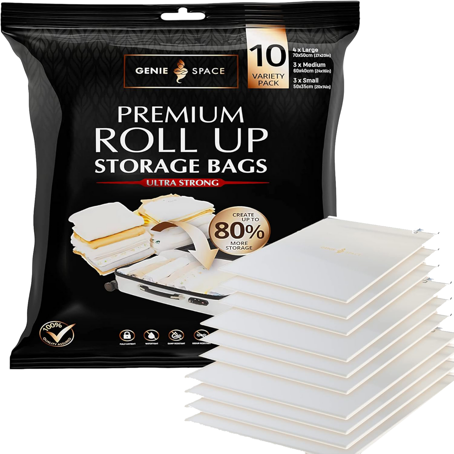 Roll-up Travel Bags - 10 Pack (4L+3M+3S)