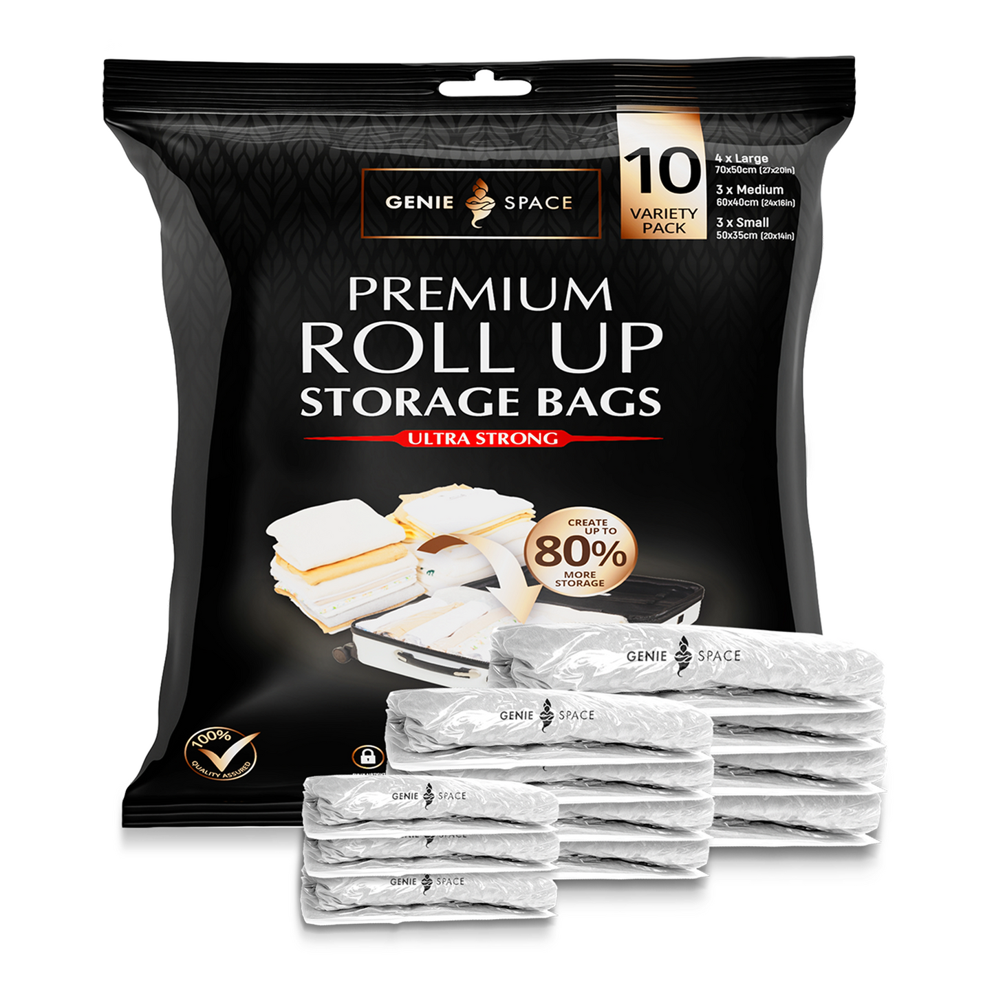 Roll-up Travel Bags - 10 Pack (4L+3M+3S)