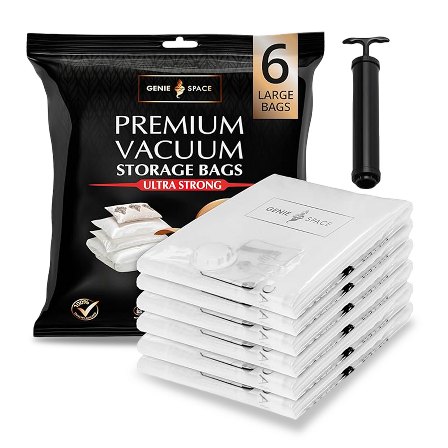 Premium Large Bags - 6 Pack (inc Pump)