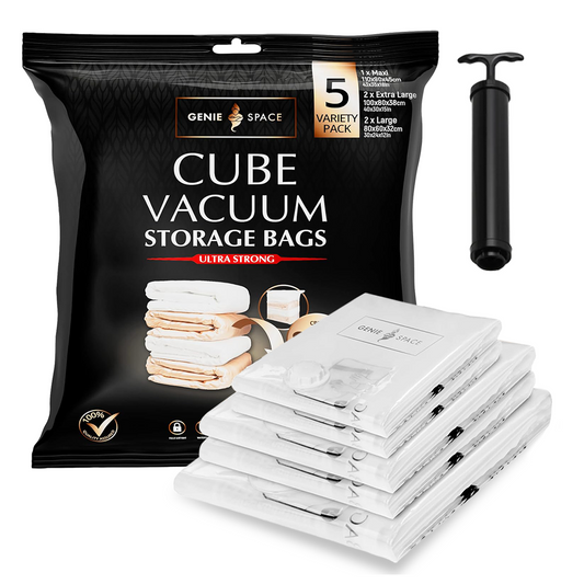 Cube Variety Bags 5 Pack - (1MX+2XL+2L) inc pump