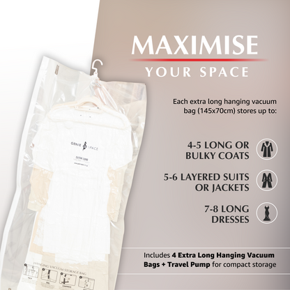 Hanging Extra Long Bags - 4 Pack (inc Pump)