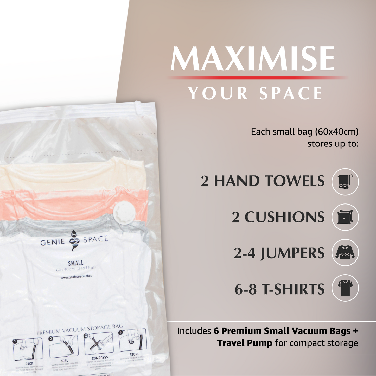 Premium Small Bags - 6 Pack (inc Pump)