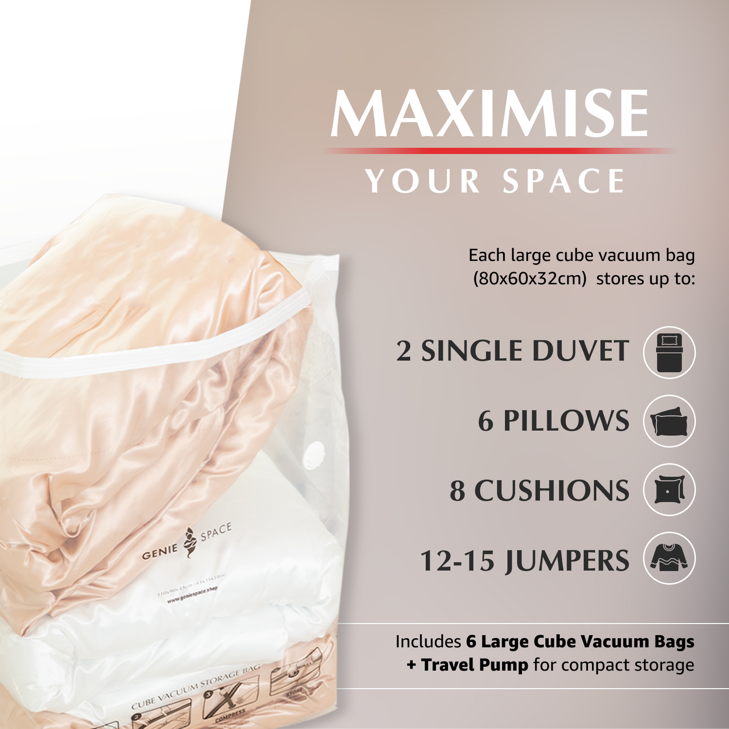 Cube Large Bags - 6 Pack (inc Pump)