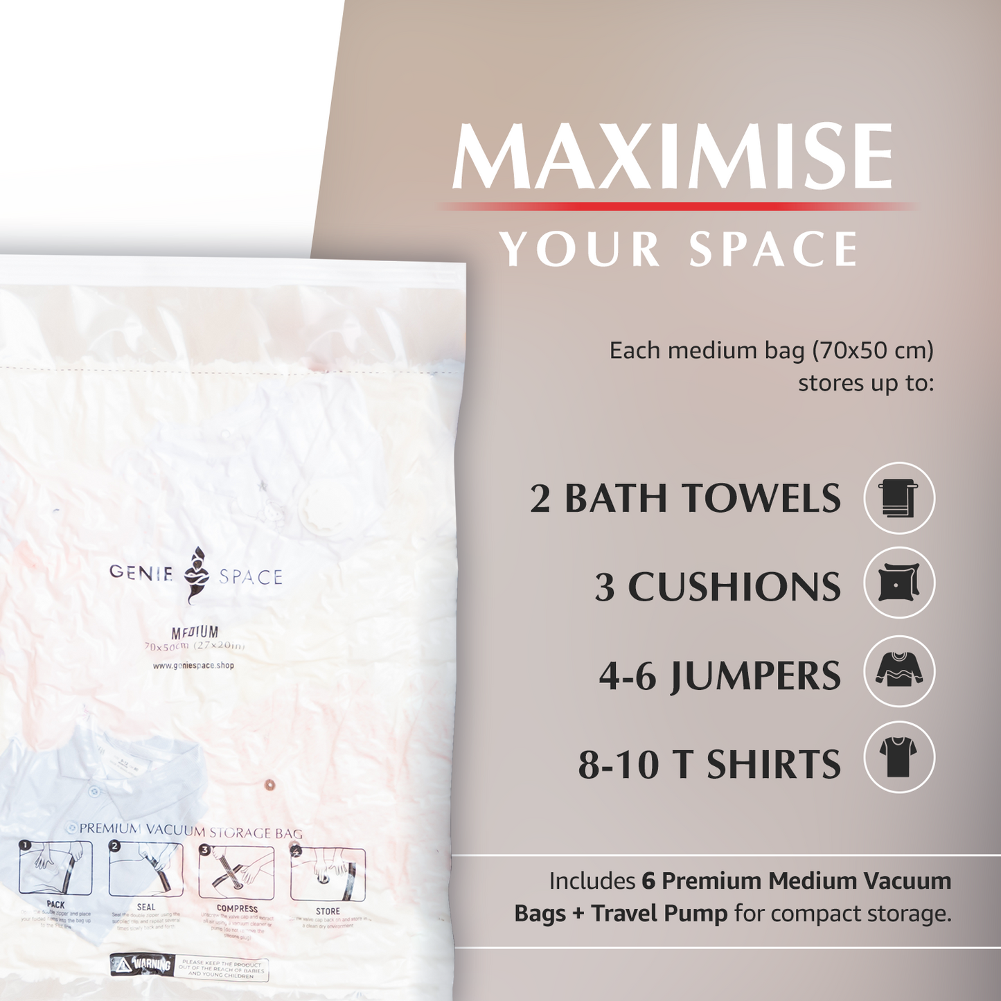 Premium Medium Bags - 6 Pack (inc Pump)