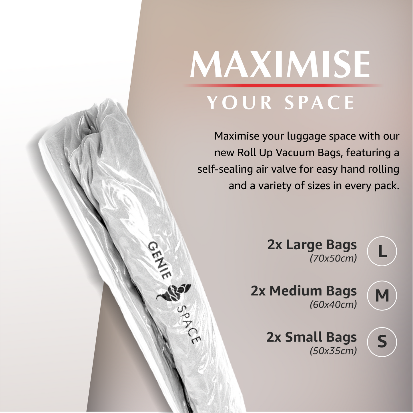 Roll-up Travel Bags - 6 Pack (2L+2M+2S)