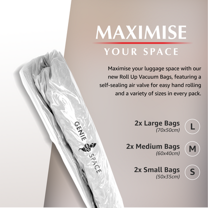 Roll-up Travel Bags - 6 Pack (2L+2M+2S)