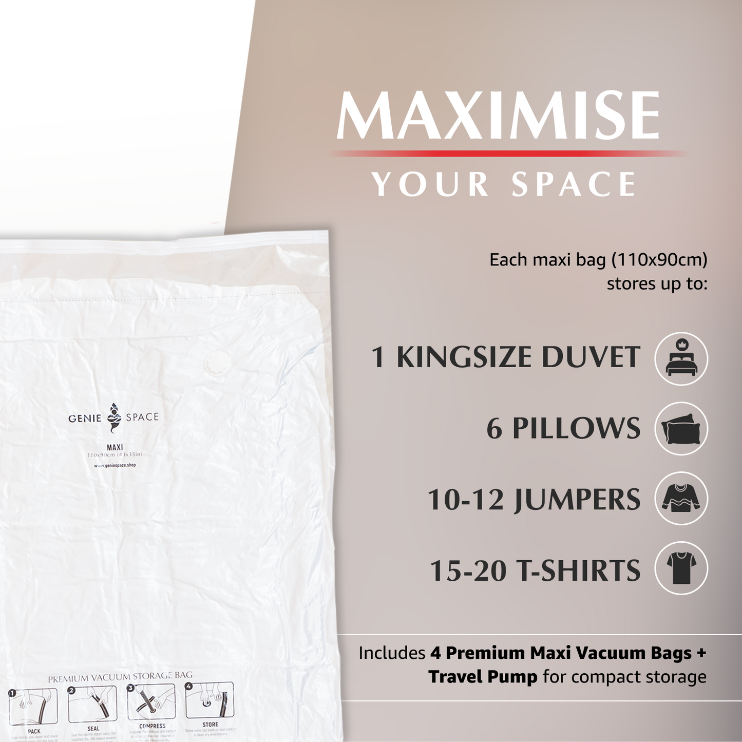 Premium Maxi Bags - 4 Pack (inc Pump)
