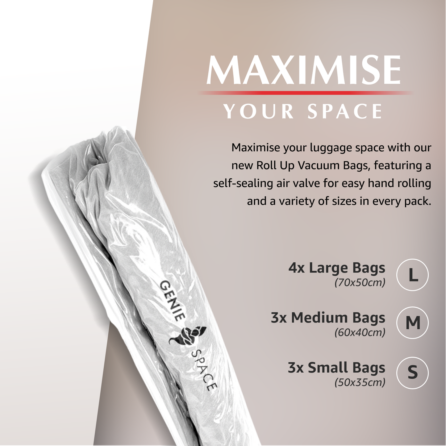 Roll-up Travel Bags - 10 Pack (4L+3M+3S)