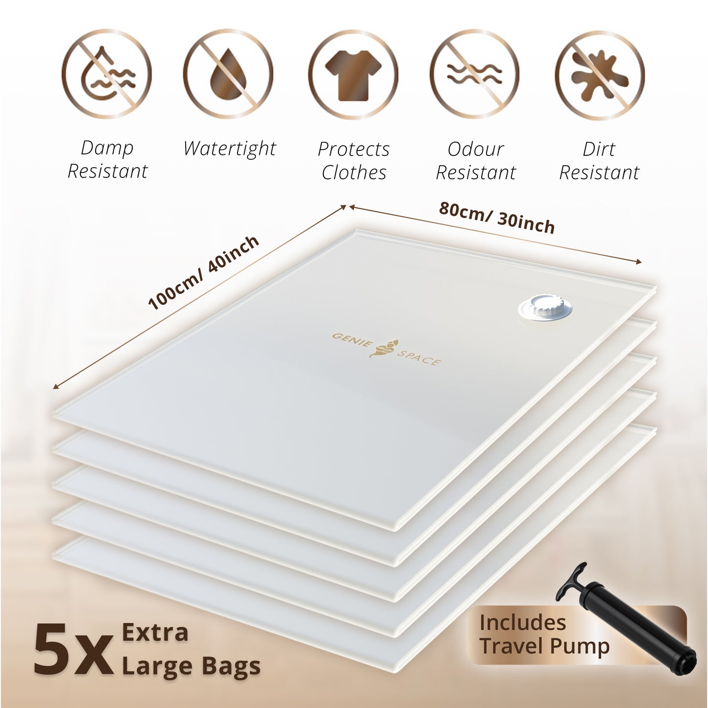 Premium Extra Large Bags - 5 Pack (inc Pump)