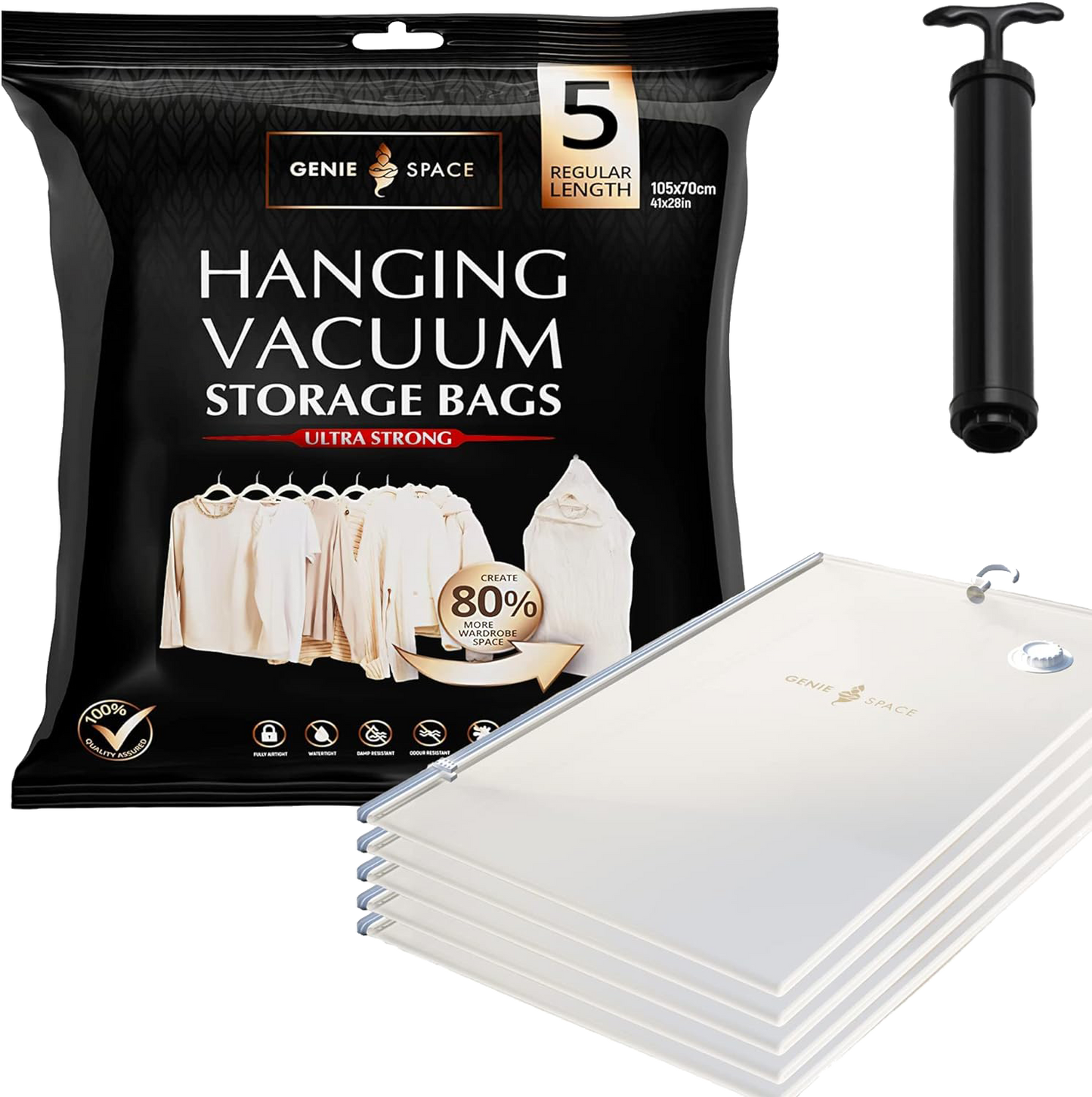 Hanging Regular Bags - 5 Pack (inc Pump)