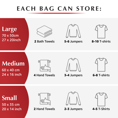 Roll-up Travel Bags - 6 Pack (2L+2M+2S)