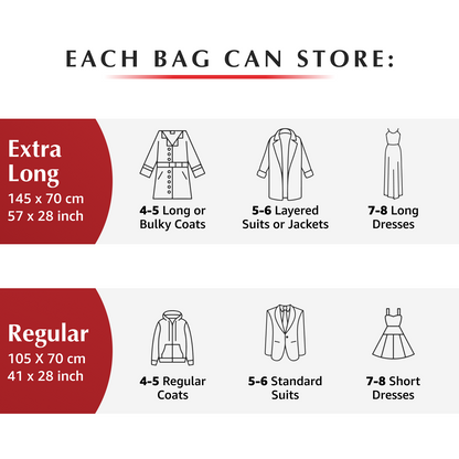 Hanging Variety Bags 5 Pack - (2XL+3REG) inc pump