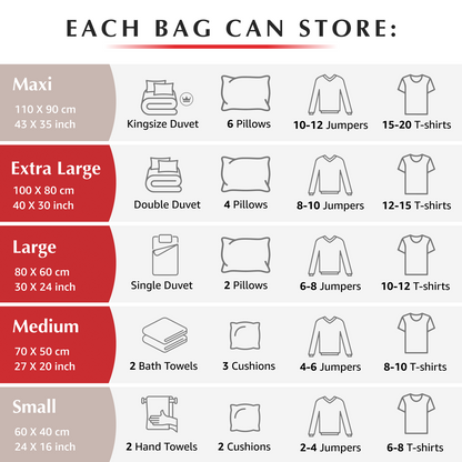 Premium Variety Bags 6 Pack - (2XL+2L+2M) inc pump