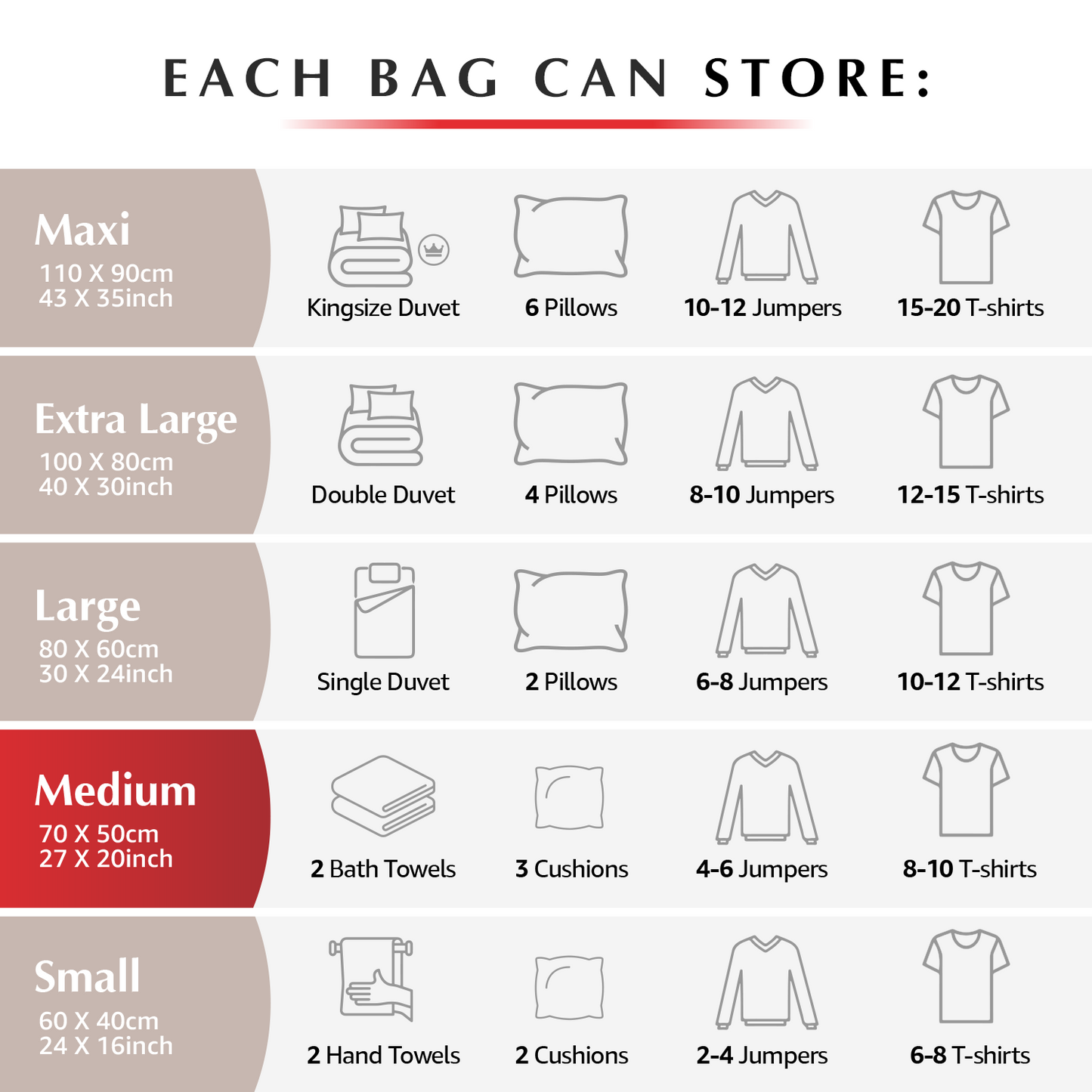 Premium Medium Bags - 6 Pack (inc Pump)