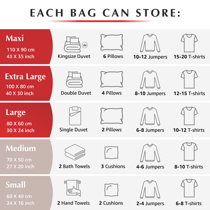 Premium Variety Bags 5 Pack - (1MX+2XL+2L) inc pump