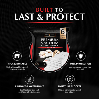 Premium Variety Bags 6 Pack - (2XL+2L+2M) inc pump