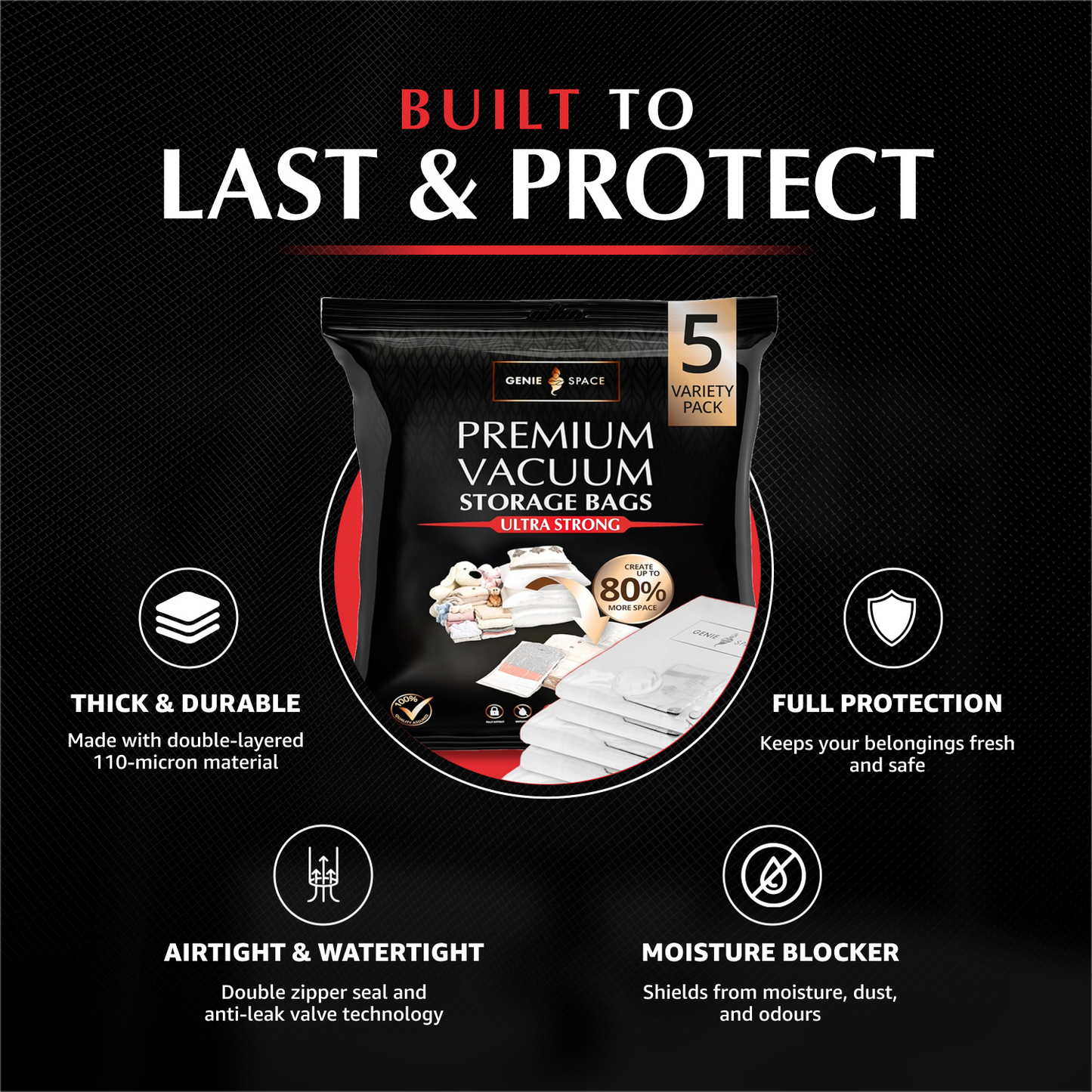 Premium Variety Bags 5 Pack - (1MX+2XL+2L) inc pump