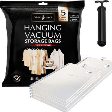 Hanging Variety Bags 5 Pack - (2XL+3REG) inc pump