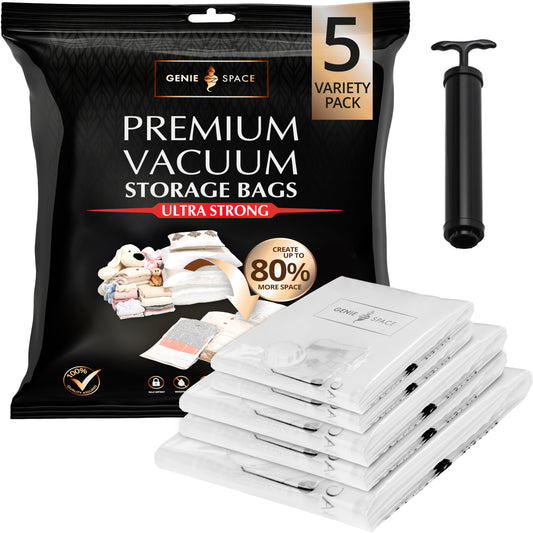 Premium Variety Bags 5 Pack - (1MX+2XL+2L) inc pump