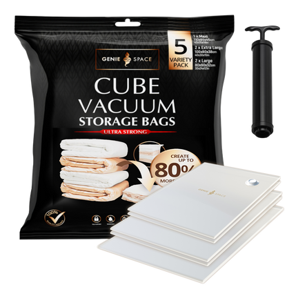 Cube Variety Bags 5 Pack - (1MX+2XL+2L) inc pump